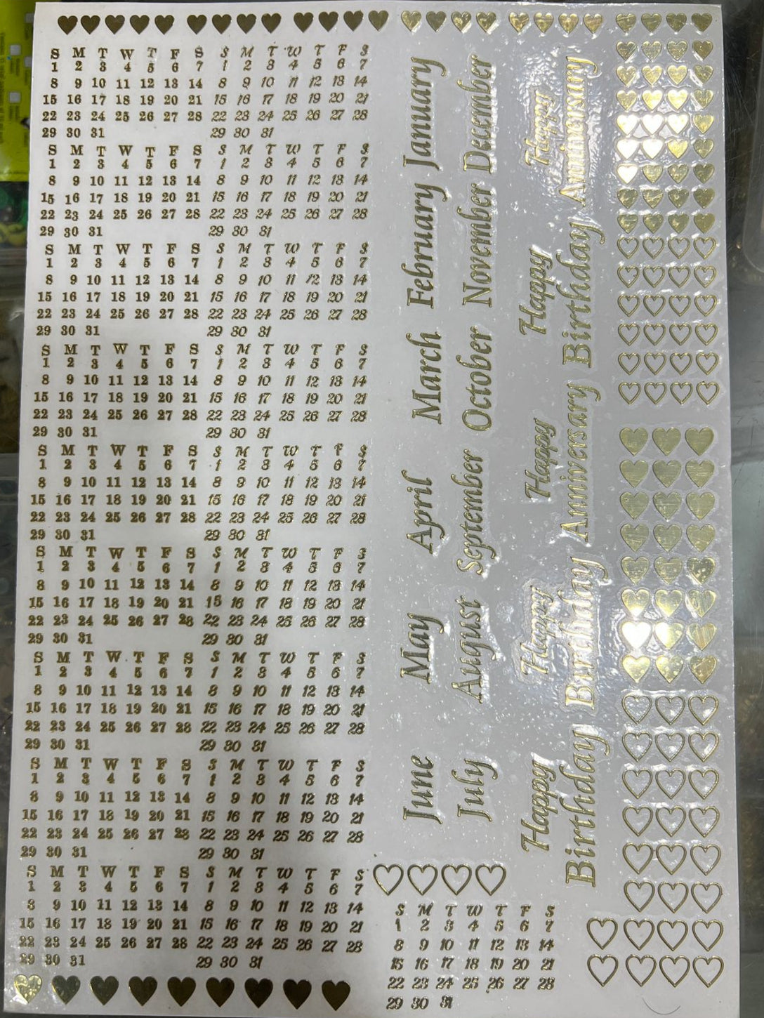 HEART  CLEANDER METAL STICKER   SHEET  A4 SIZE