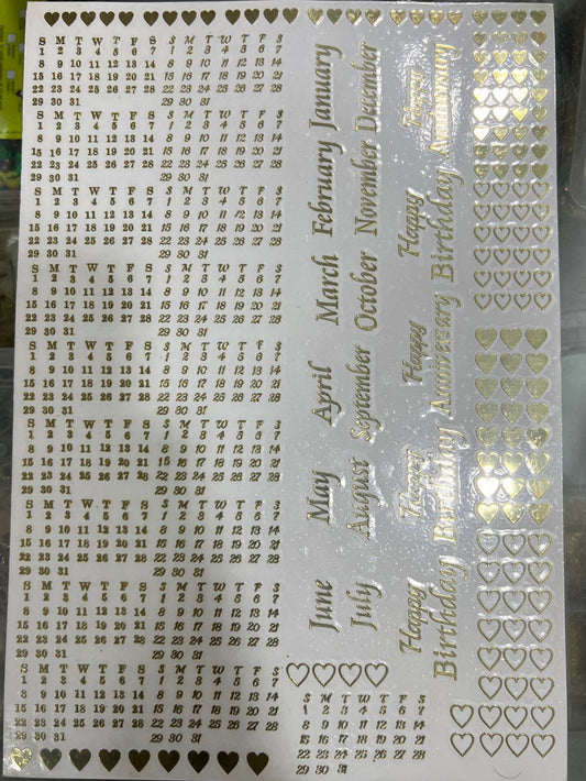 HEART  CLEANDER METAL STICKER   SHEET  A4 SIZE