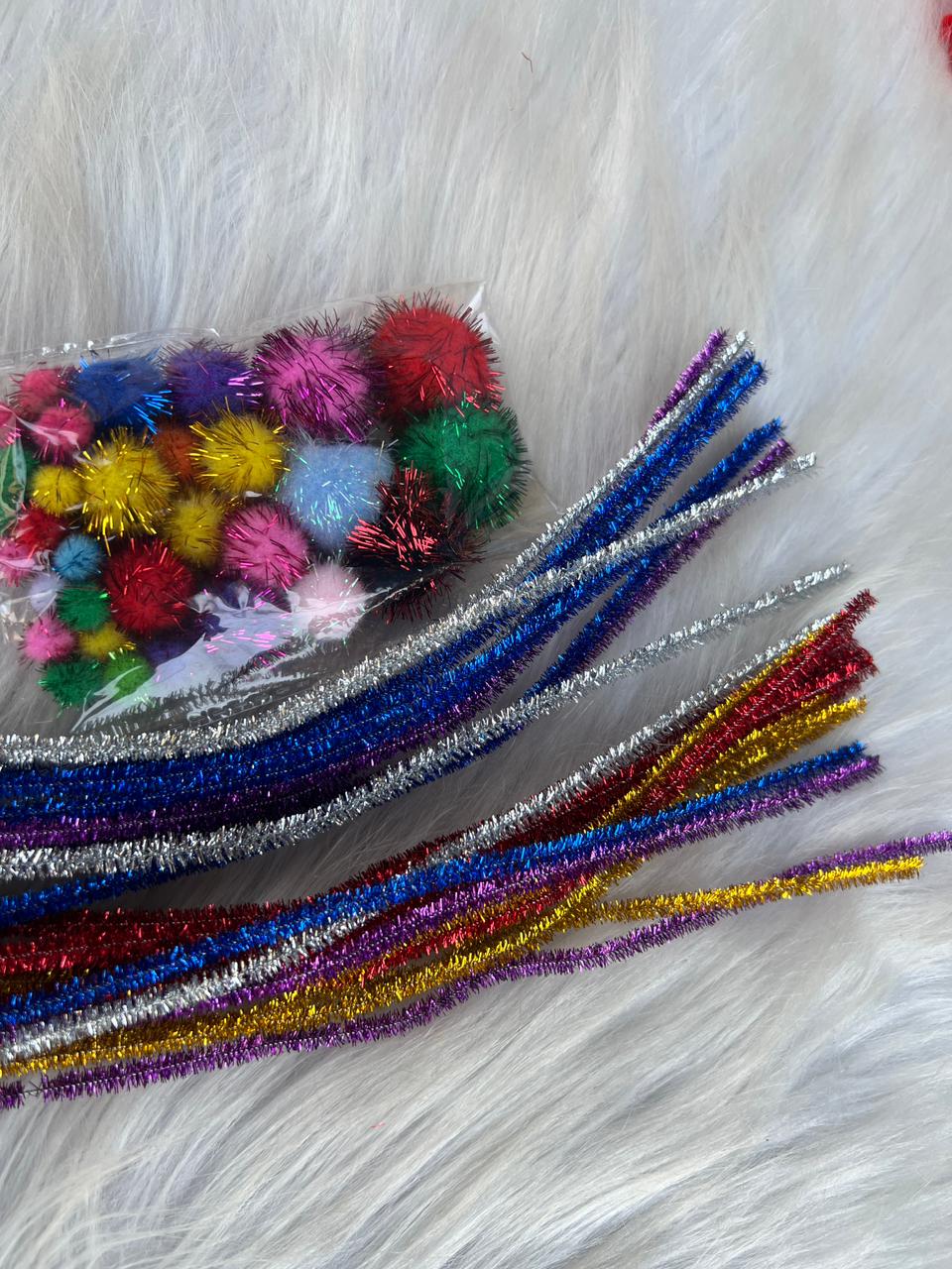 PIPE  CLEANER WITH  POM POM RENDOM   COLOUR