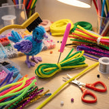 3-Piece Pipe Cleaner Crafting Tool Kit – Includes Wire Fluffing Brush, Precision Awl, and Craft Scissors for Shaping, Blending, and Cutting Chenille Stems