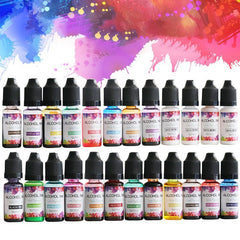 24-Color Alcohol Ink Set – High-Concentrated Ink for Epoxy Resin, Petri Dish Art & Multi-Purpose Crafting