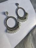 Pearl silver Jhumka With Glass Beads Earring Bezels For Resin Art RENDOM COLOUR