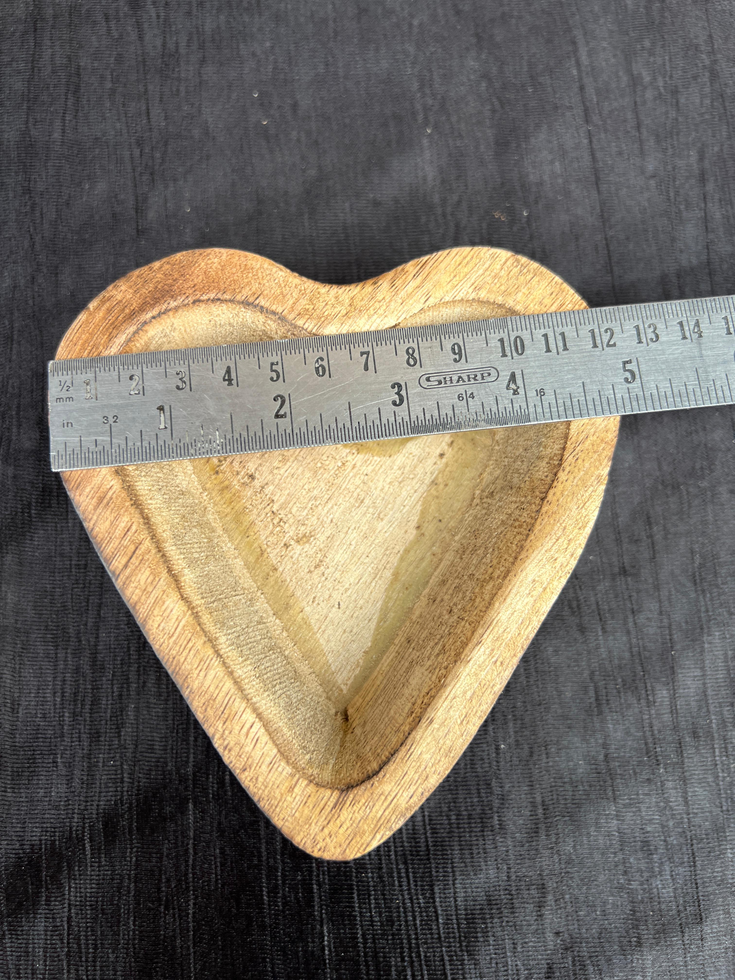 SMALL  WOODEN  DEEP  HEART  BOWL  FOR  CANLDE  MAKING