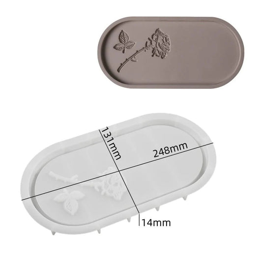Carved Large Rose Oval Serving Tray Silicon Moulds  SM1327
