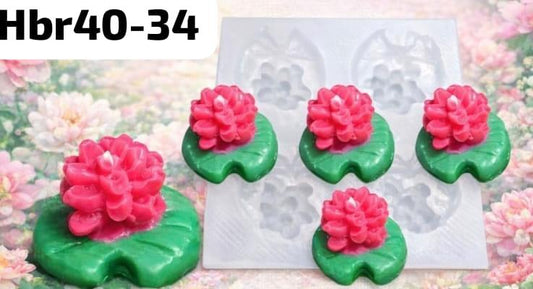 4 CAVITY  LOTUS  WITH  LEAF  SILICON  MOLD  AND  POND MINIATURE  MOLD