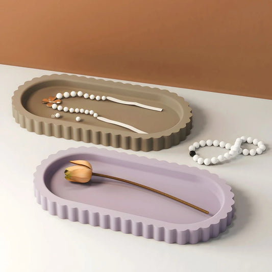 Oval Striped Trinket Tray Mould sm1080