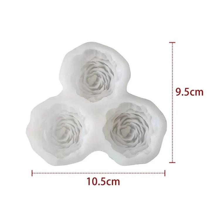 3 Cavity 3D Peony Handmade Mould (hm0144)