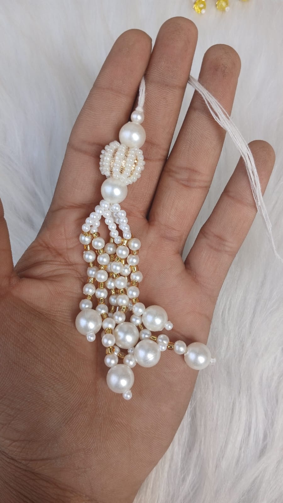 BIG  WHITE +GOLD  LATKAN FOR RAKHI  AND BRACELET