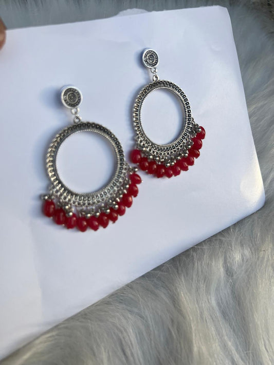 Pearl silver Jhumka With Glass Beads Earring Bezels For Resin Art RENDOM COLOUR