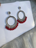 Pearl silver Jhumka With Glass Beads Earring Bezels For Resin Art RENDOM COLOUR