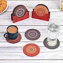4 Inch Round Shape Coaster HOLDER SET  (6 Pcs)