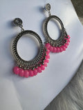 Pearl silver Jhumka With Glass Beads Earring Bezels For Resin Art RENDOM COLOUR