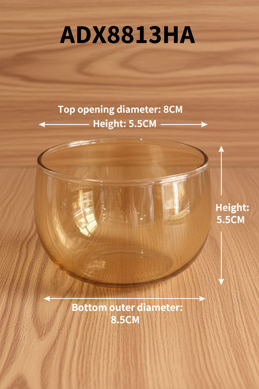 ADX8813 HA  CANDLE  GLASS  BORO  JAR  ( TRANSPARENT  BROWN) SET OF  6PC