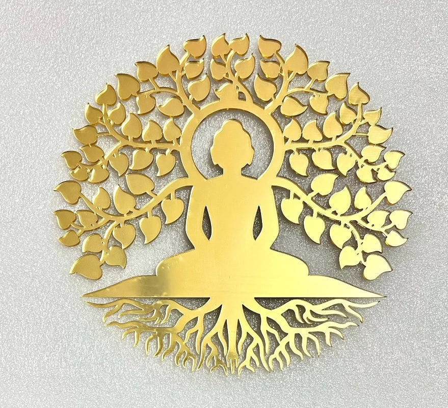 GOD TREE  GOLDEN ACRYLIC CUT OUT PACK OF 1 PC