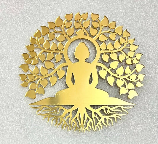 GOD TREE  GOLDEN ACRYLIC CUT OUT PACK OF 1 PC